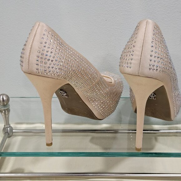 Jennifer Lopez  JLBlingy Blush Peep Toe Platform Heel Rhinestones Size 8 1/2 M - Picture 10 of 15
